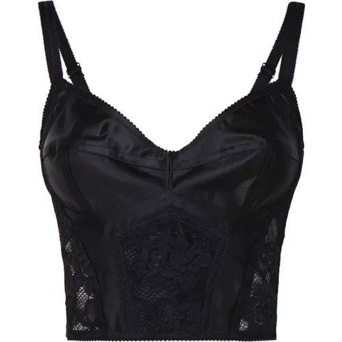 Satin Corset Top , female, Sizes: S - Dolce & Gabbana - Modalova