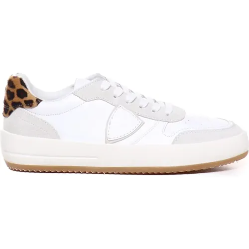 Leopard Pony Skin Mode Sneakers , Damen, Größe: 41 EU - Philippe Model - Modalova