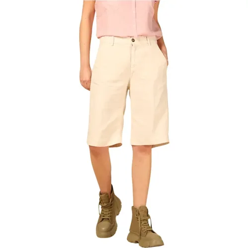 Straight Chino Bermuda Shorts aus Tencel und Leinen , Damen, Größe: 2XS - Mason's - Modalova