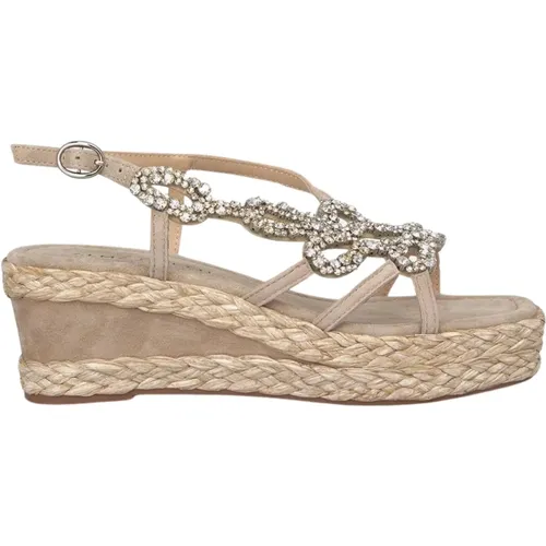 Sparkling wedge sandal with square toe , female, Sizes: 7 UK, 6 UK - Alma en Pena - Modalova