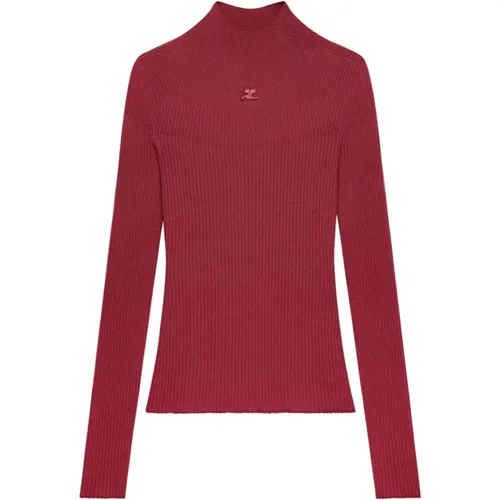 Roter Solar Pullover Baumwolle Wolle Bordeaux - Courrèges - Modalova