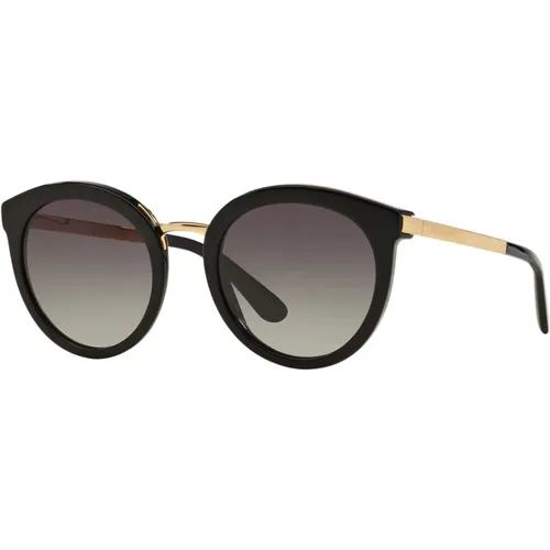 Schwarze/Grau getönte Sonnenbrille , Damen, Größe: 52 MM - Dolce & Gabbana - Modalova