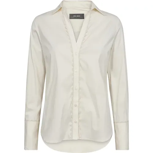 Feminine Wave Shirt with Embroidered Edge , female, Sizes: M, S, L, XL - MOS MOSH - Modalova