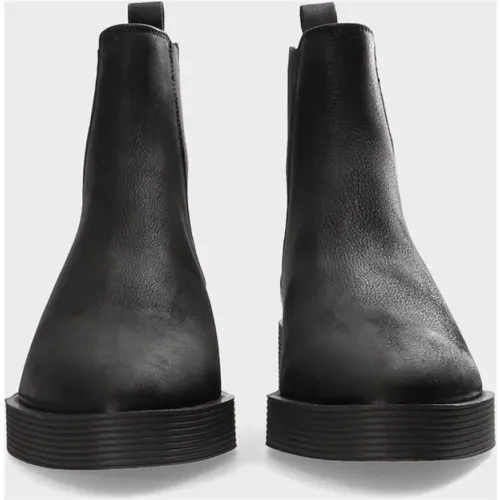 Schwarze Gewachste Nabuc Ankle Boots mit Elastischen Einsätzen , Damen, Größe: 37 EU - Copenhagen Studios - Modalova