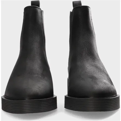 Schwarze Gewachste Nabuc Ankle Boots mit Elastischen Einsätzen , Damen, Größe: 41 EU - Copenhagen Studios - Modalova