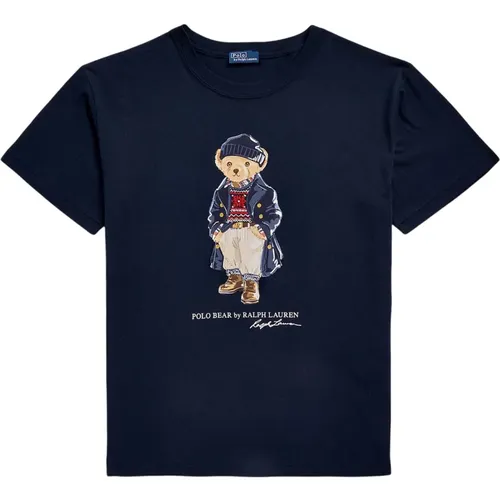 Navy Polo Bear Logo Tee , female, Sizes: L - Polo Ralph Lauren - Modalova