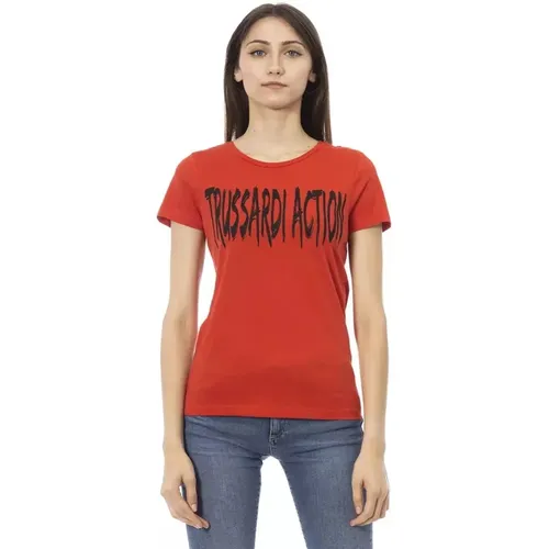 Crimson Casual Elegance Tee , Damen, Größe: L - Trussardi - Modalova