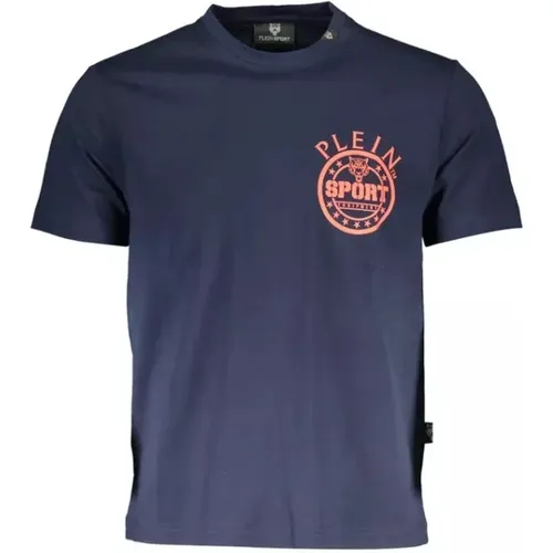 Blau Baumwoll-T-Shirt mit ikonischem Druck - Plein Sport - Modalova