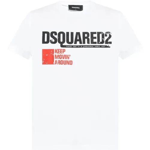 Weißes T-Shirt mit Logo-Druck - Dsquared2 - Modalova