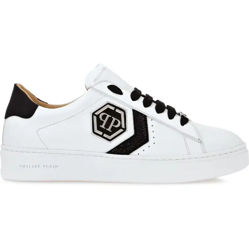 Weiße Hexagon Low-Top Kristall Sneakers , Damen, Größe: 37 EU - Philipp Plein - Modalova