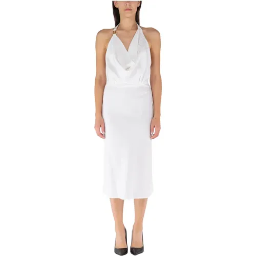 Jacquard Viskose Midi Kleid mit Rückenausschnitt , Damen, Größe: L - Elisabetta Franchi - Modalova