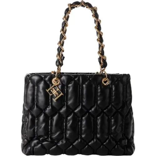 Puffy Shopper Bag with Diamond Stitching , female, Sizes: ONE SIZE - Elisabetta Franchi - Modalova