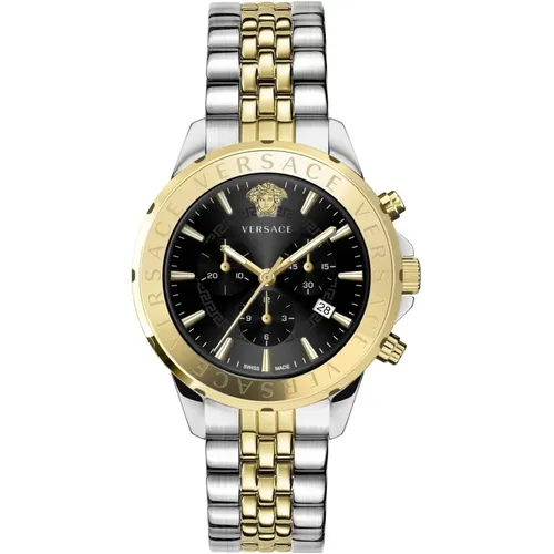Men's Chronograph Signature Watch , male, Sizes: ONE SIZE - Versace - Modalova