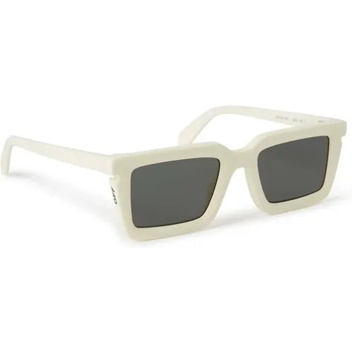 Off , Weiß/Grau Katze Sonnenbrille Tucson , unisex, Größe: 52 MM - Off White - Modalova