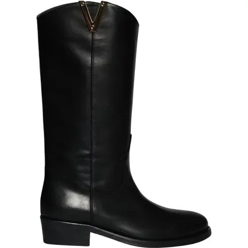 Leather Texan Boot , female, Sizes: 5 UK, 4 1/2 UK, 7 UK - Via Roma 15 - Modalova