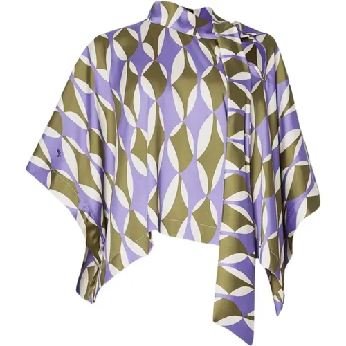 Geometric Print Kimono Sleeve Womens Blouse , female, Sizes: M - Liu Jo - Modalova