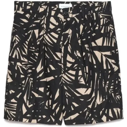 Men`s Linen Blend Patterned Bermuda Shorts , male, Sizes: S - Gaëlle Paris - Modalova