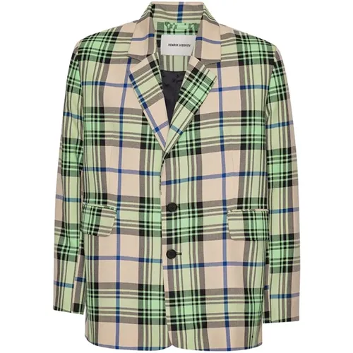 Mint Beige Checks Blazer , Damen, Größe: L - Henrik Vibskov - Modalova