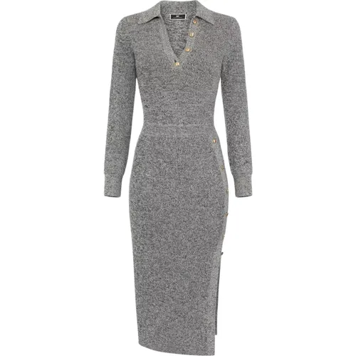 Logo Patch Polo Neck Midi Kleid - Elisabetta Franchi - Modalova