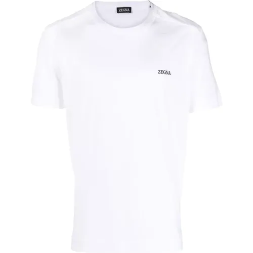 Weißes Jersey T-Shirt mit Logo,T-Shirts - Ermenegildo Zegna - Modalova