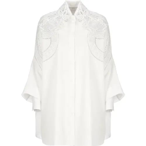 Cotton Shirt with Embroideries , female, Sizes: 3XS - Ermanno Scervino - Modalova