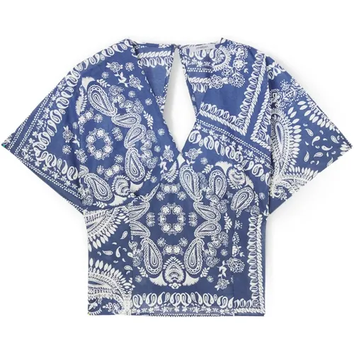 Bluse im Kimono-Stil mit Foulard-Muster , Damen, Größe: 4XS - Motivi - Modalova