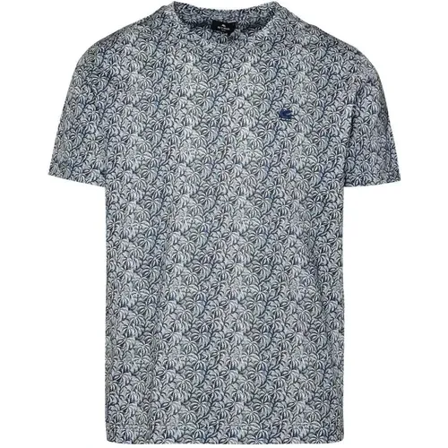 Blaues tropisches Druck Baumwoll-T-Shirt , Herren, Größe: XL - ETRO - Modalova