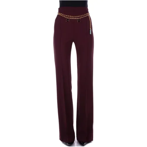 Bordeaux Slim Hose mit Logo-Anhänger , Damen, Größe: XL - Elisabetta Franchi - Modalova