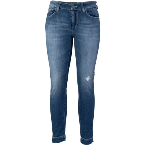 Slim Fit Rose Jeans with Bottom Slit , female, Sizes: W27 - Dondup - Modalova