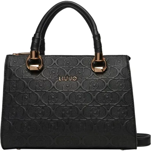 Schwarze Handtasche mit Gold Details - Liu Jo - Modalova