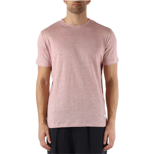 Linen T-shirt with logo patch , male, Sizes: 2XL, XL - Distretto12 - Modalova