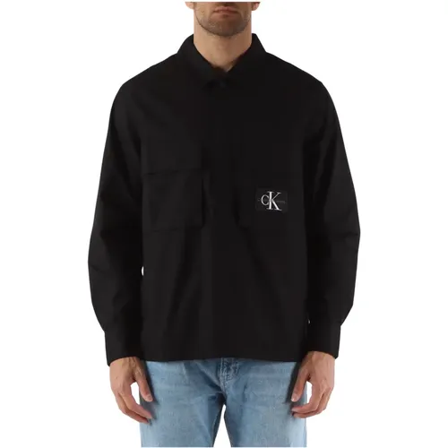 Relaxed Fit Cotton Stretch Shirt Jacket , male, Sizes: L, S, M, XL - Calvin Klein Jeans - Modalova