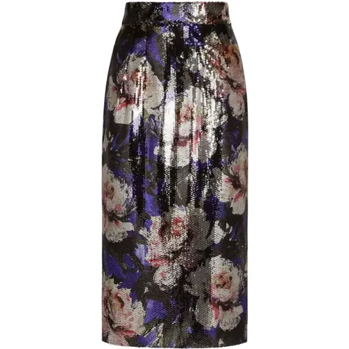 Embroidered Sequin Pencil Midi Skirt , female, Sizes: XS, S - Dolce & Gabbana - Modalova