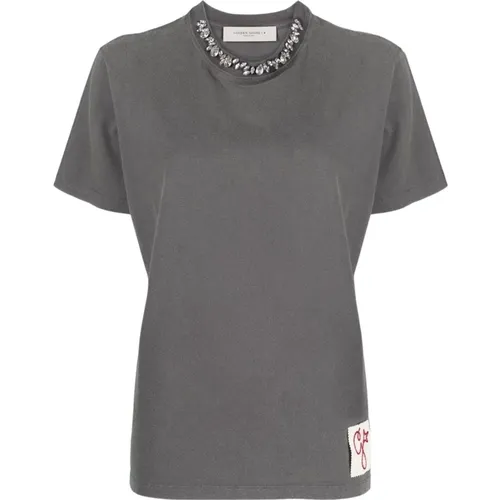 Graue T-Shirts & Polos für Frauen , Damen, Größe: S - Golden Goose - Modalova