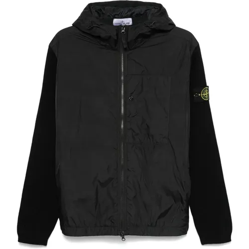 Hooded Coat with Knit Inserts , male, Sizes: 2XL, L, M - Stone Island - Modalova