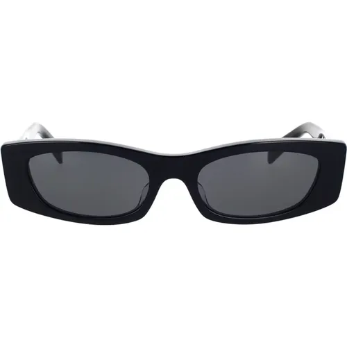 Geometrische Sonnenbrille aus schwarzem Acetat mit dunkelgrauen Gläsern , unisex, Größe: 55 MM - Celine - Modalova