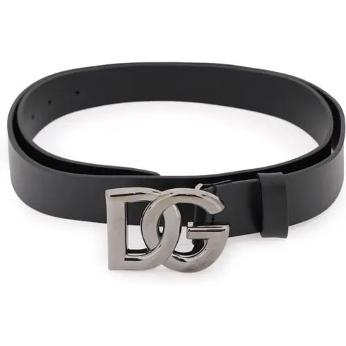 Luxus Ledergürtel mit gekreuztem DG-Logo , Herren, Größe: 90 CM - Dolce & Gabbana - Modalova