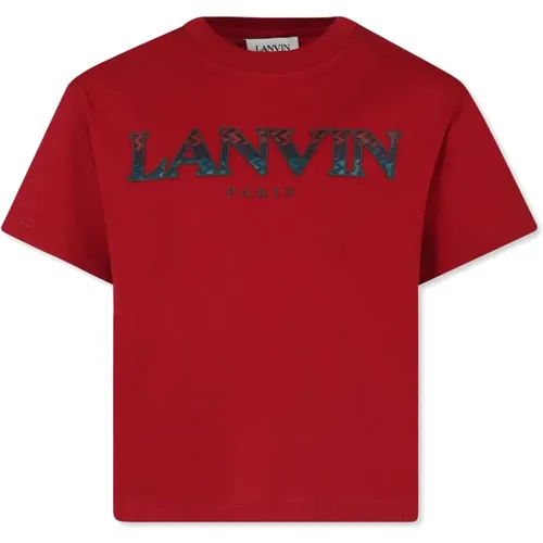 Geprägtes Logo Rotes T-Shirt Polos - Lanvin - Modalova