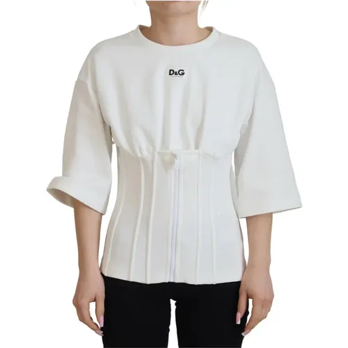 Corset Stretch Cotton Top T-shirt , female, Sizes: S - Dolce & Gabbana - Modalova