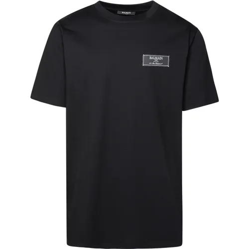 Cotton T-Shirt Straight Fit , male, Sizes: S, XS, M - Balmain - Modalova