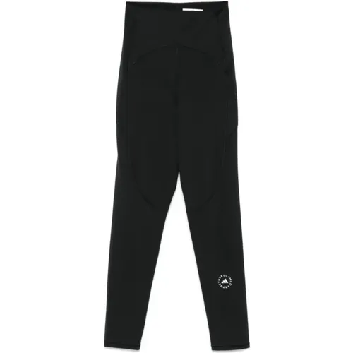 Schwarze Stretchhose mit Logodetails , Damen, Größe: L - adidas by stella mccartney - Modalova