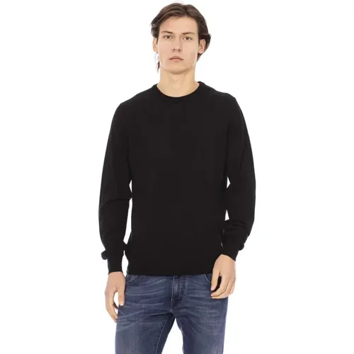 Rundhalsausschnitt Monogramm Metall Detail Pullover , Herren, Größe: XL - Baldinini - Modalova