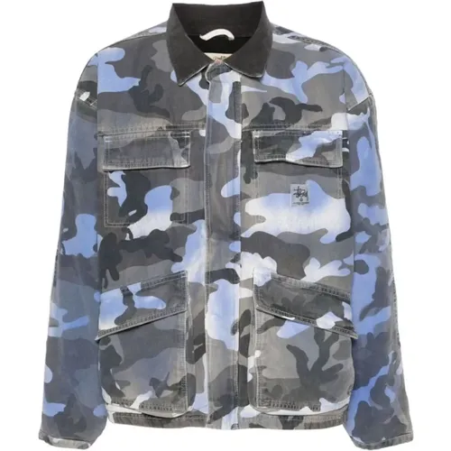 Camouflage Spray-Paint Jacke , Herren, Größe: XL - Stüssy - Modalova