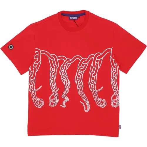 Rotes Chain Tee Kurzarm T-Shirt , Herren, Größe: L - Octopus - Modalova