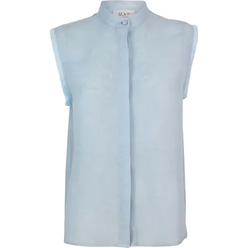Casual Linen Shirt Korean Collar,Klares Blaues Leinenhemd - MVP wardrobe - Modalova