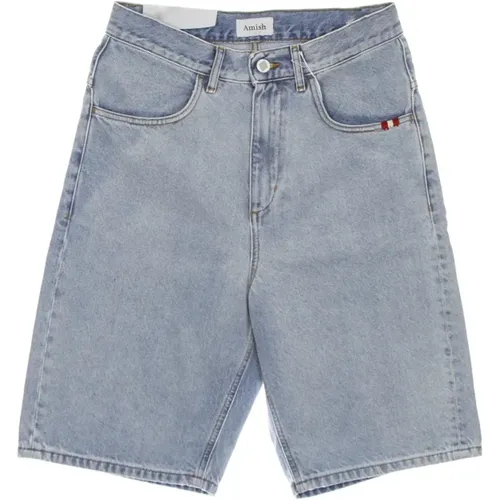 Denim Marble Bermuda Shorts Straight Fit - Amish - Modalova