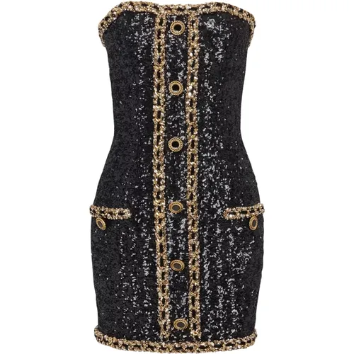 Bustier dress with sequin embroidery - Balmain - Modalova