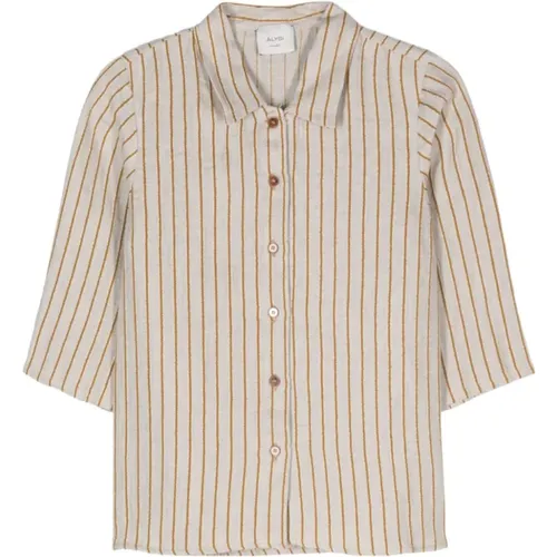 Striped Grey Shirt , female, Sizes: XS, L - Alysi - Modalova
