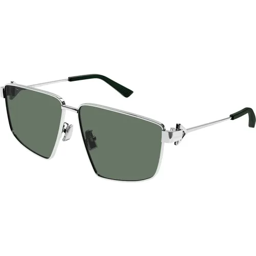 Silver/Grey Green Sonnenbrillen , Damen, Größe: 61 MM - Bottega Veneta - Modalova