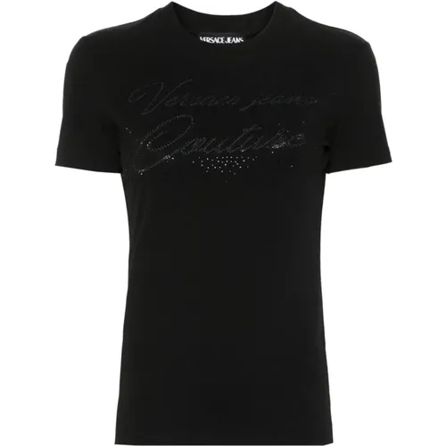 Logo T-shirt , female, Sizes: M, XS, 2XS, S - Versace Jeans Couture - Modalova